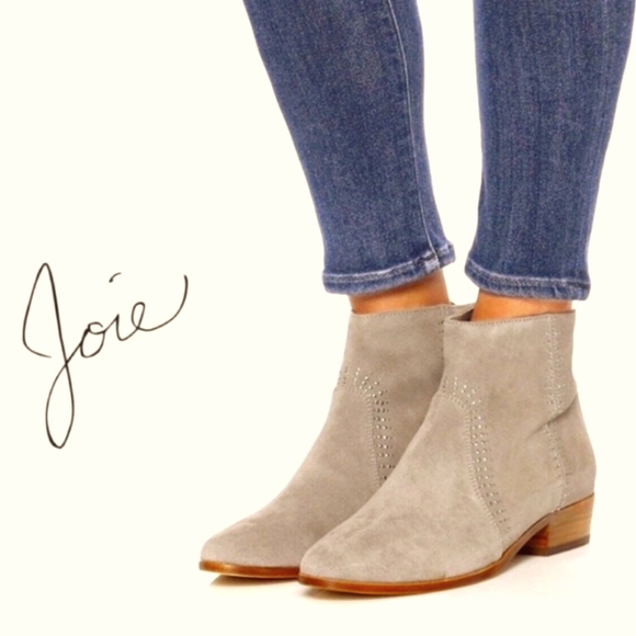 Joie Shoes - Joie Lucy Studded Ankle Boots in Cement size 38